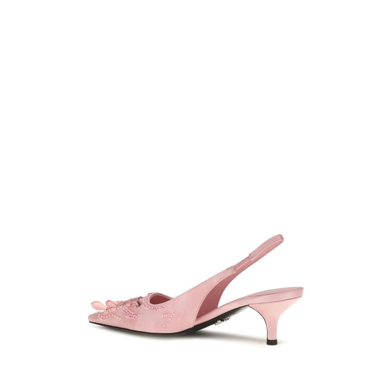 Prada Multicolor Satin Mid Heel Pumps - Elegant Slingback Design