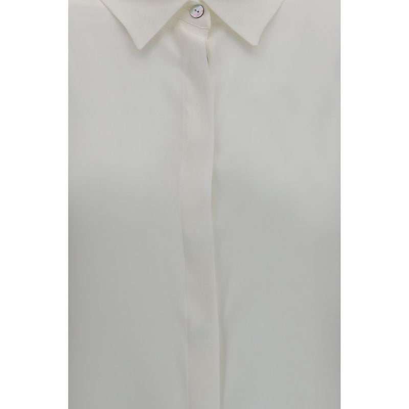 Ella White Silk Dress Shirt - Oversized Elegance