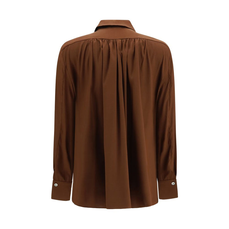 Ella Brown Silk Blouse with Back Gathering