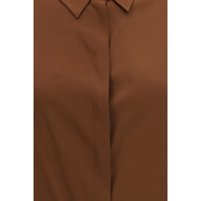 Ella Brown Silk Blouse with Back Gathering