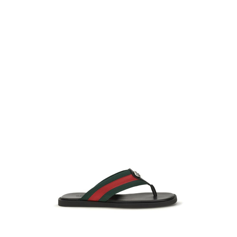 Gucci Maverik GG Interlocking Black Nylon Flip-Flop Sandals