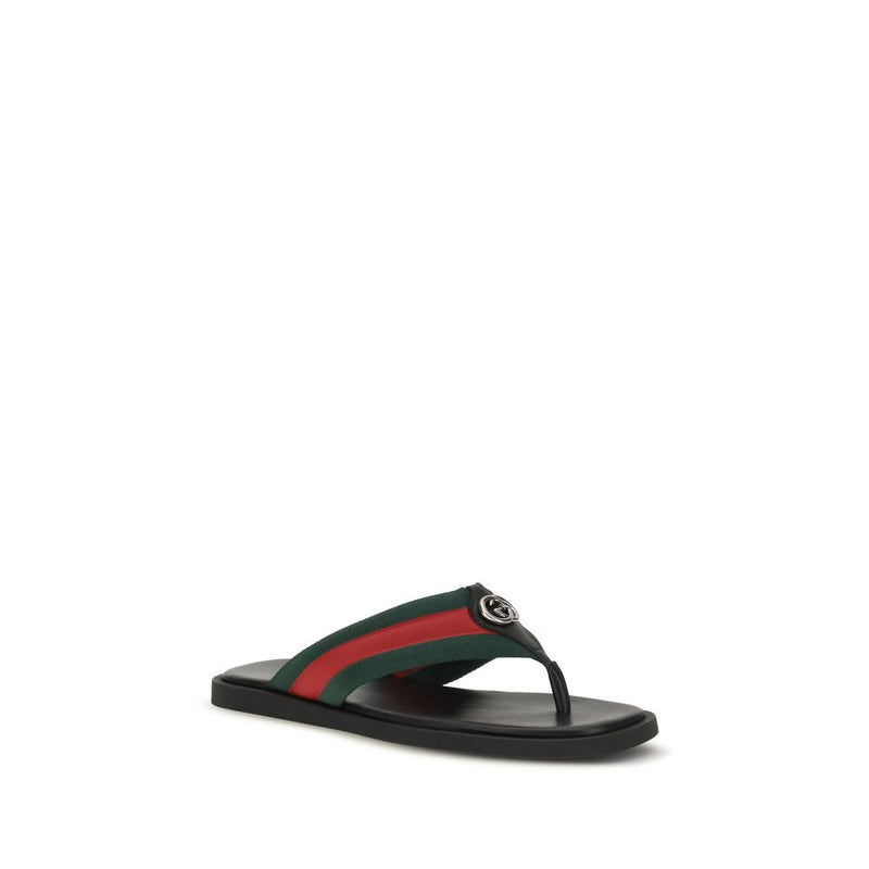 Gucci Maverik GG Interlocking Black Nylon Flip-Flop Sandals