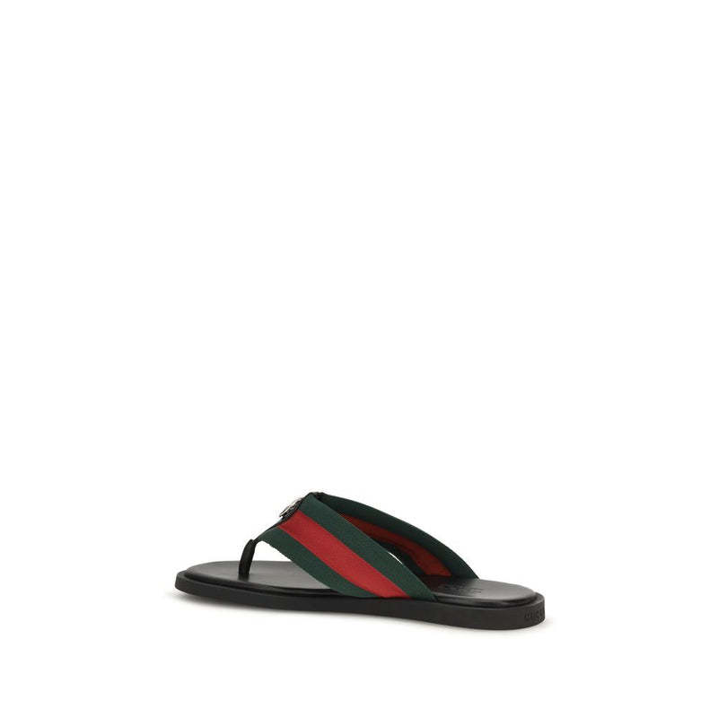Gucci Maverik GG Interlocking Black Nylon Flip-Flop Sandals