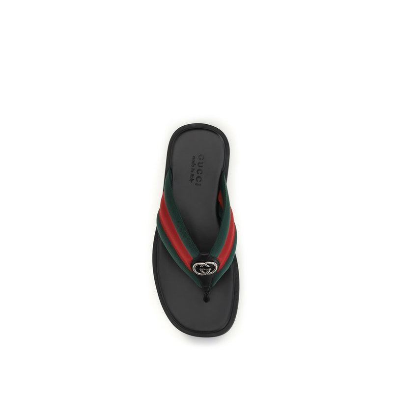 Gucci Maverik GG Interlocking Black Nylon Flip-Flop Sandals