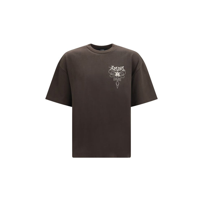 Amiri Lasso OS Brown Cotton T-Shirt for Men