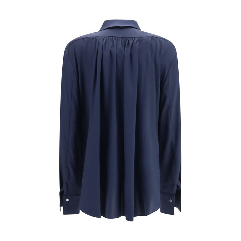 Ella Blue Silk Dress Shirt - Oversized Elegance