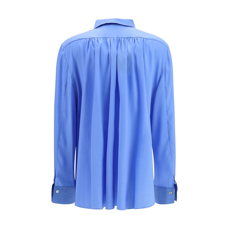 Ella Blue Silk Blouse - Oversized Elegance