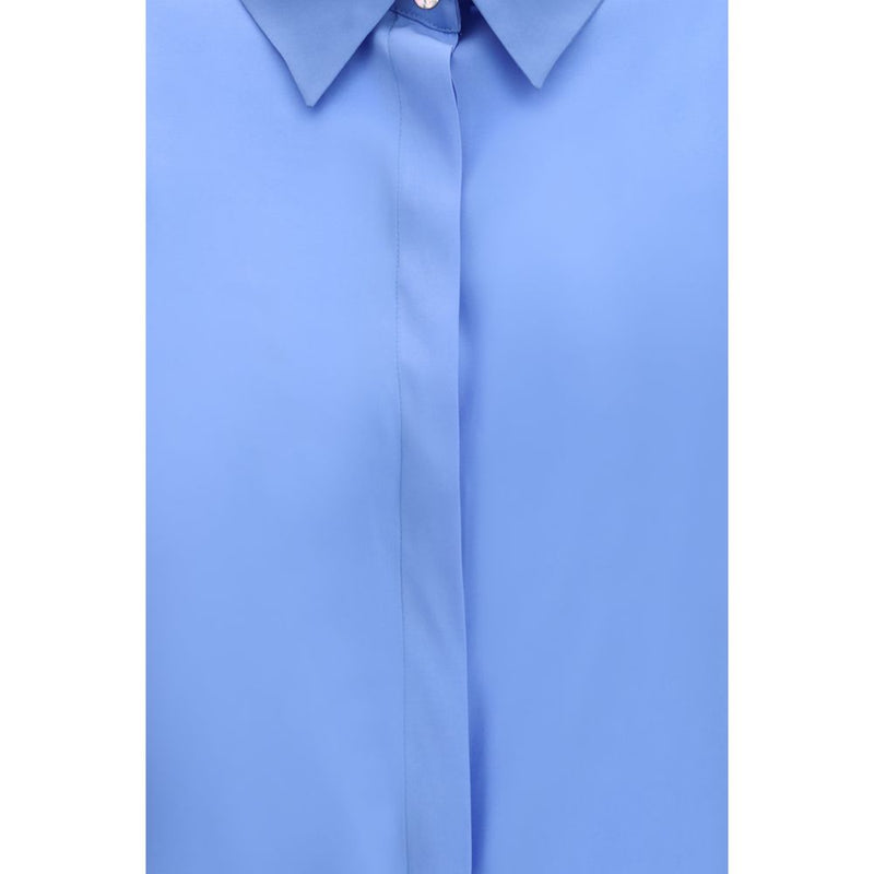 Ella Blue Silk Blouse - Oversized Elegance
