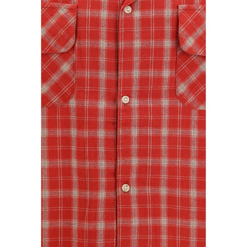 FOUND Red Cotton Plaid Shirt for Men