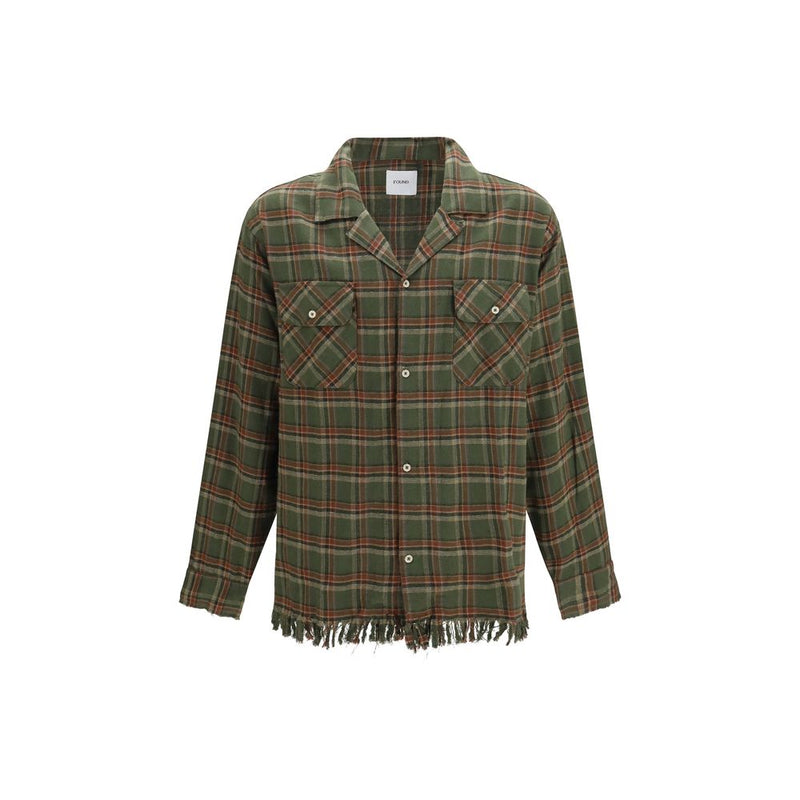 FOUND Bicolor Cotton Pattern Shirt - Vintage-Inspired Design