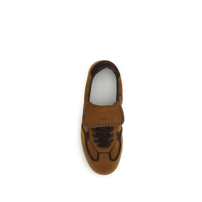 Alohas Brown Suede Leather Low Top Sneakers for Women