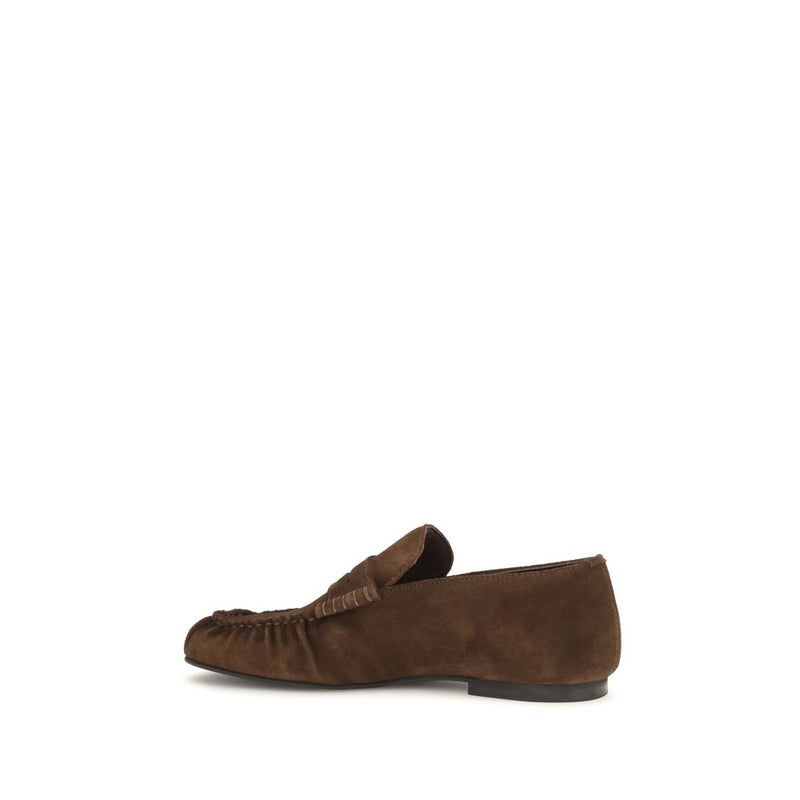 Alohas Brown Suede Leather Slip-On Loafers for Women