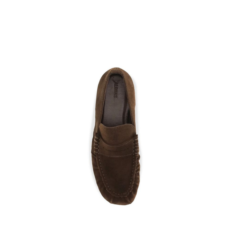 Alohas Brown Suede Leather Slip-On Loafers for Women