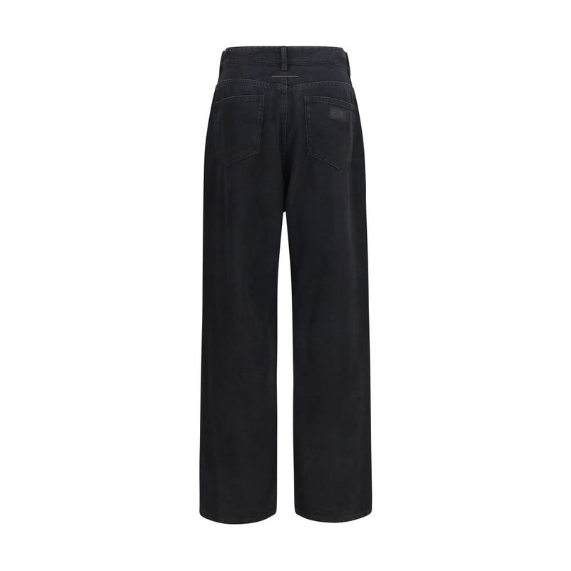 MM6 Black Cotton Relaxed Fit Jeans for Men