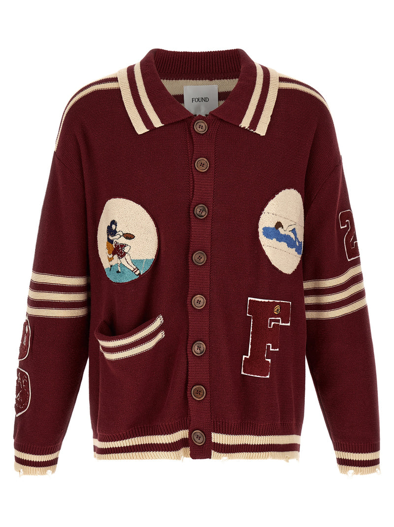FOUND Bordeaux Cotton Cardigan - Varsity Style