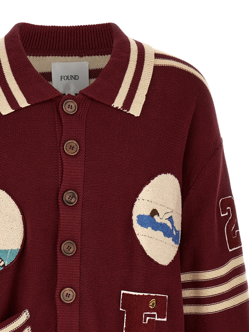 FOUND Bordeaux Cotton Cardigan - Varsity Style