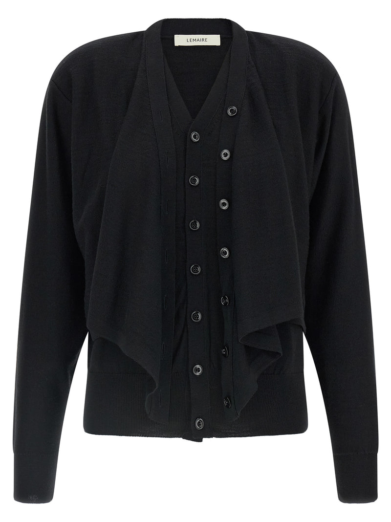 Lemaire Black Wool Cardigan - Sophisticated Layering