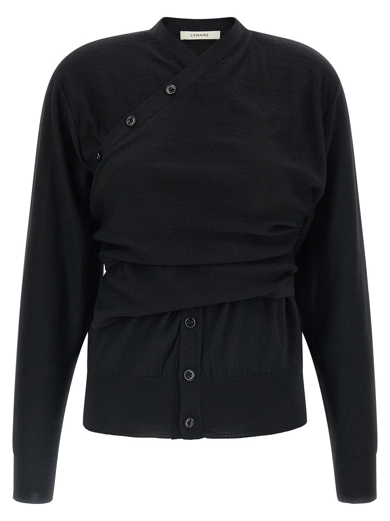Lemaire Black Wool Cardigan - Sophisticated Layering