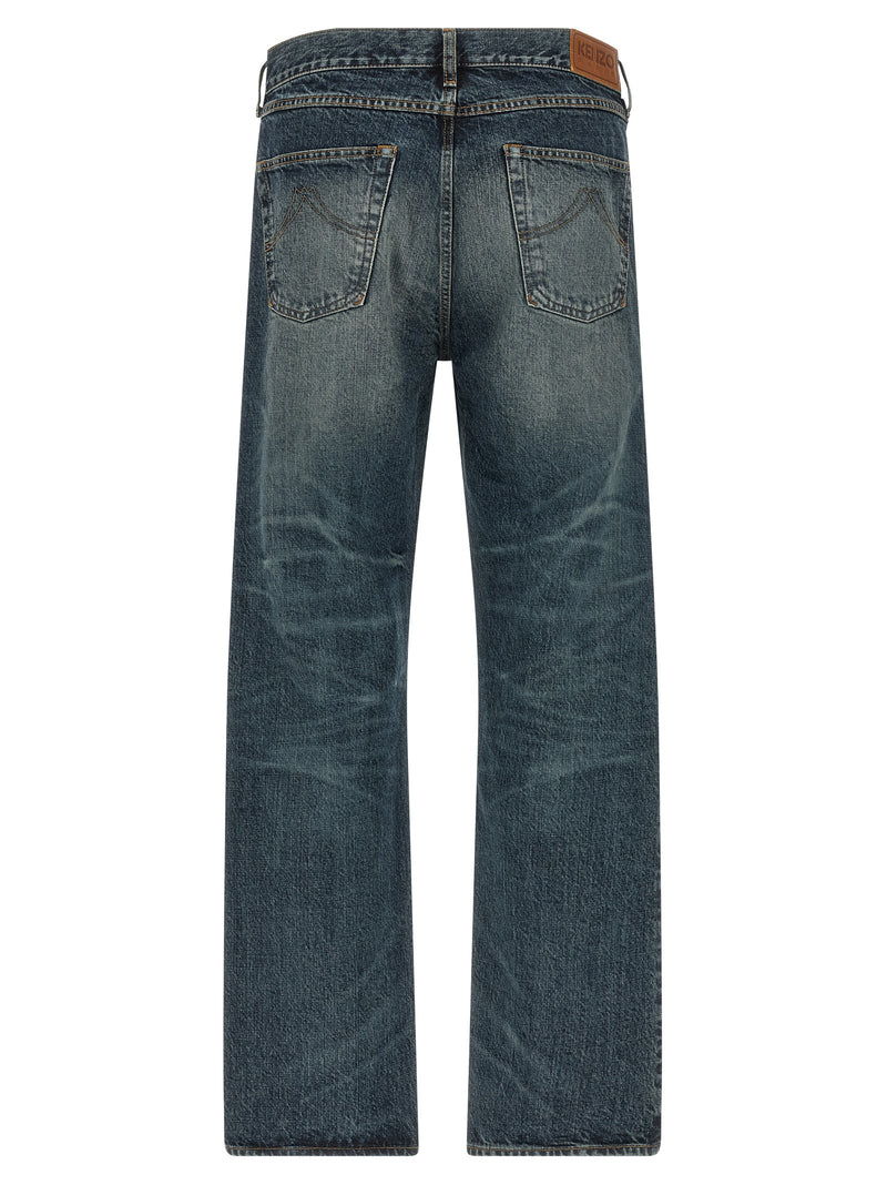 Kenzo Blue Cotton Straight-Leg Jeans for Men