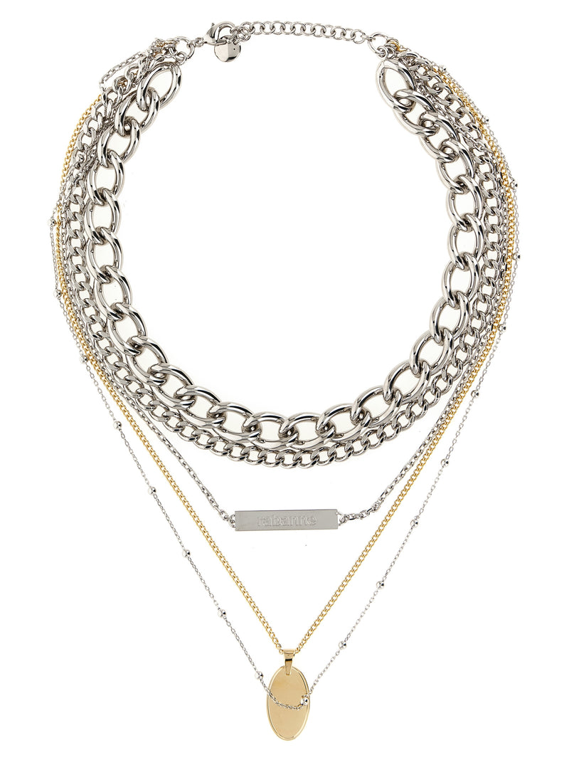 Paco Rabanne Silver Brass Necklace - Rabanne Collier 5 Rangs