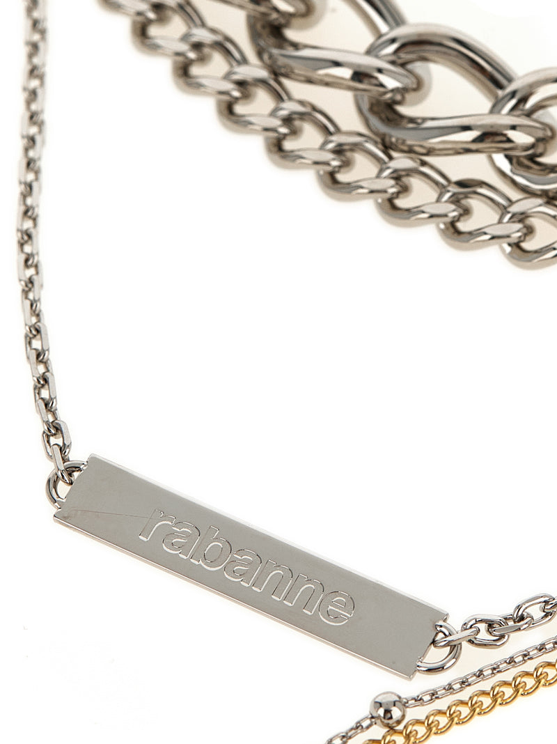 Paco Rabanne Silver Brass Necklace - Rabanne Collier 5 Rangs
