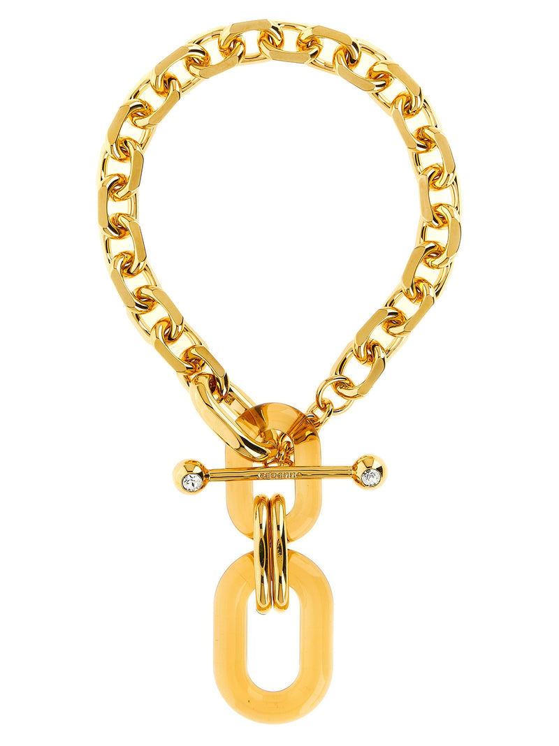 Paco Rabanne Gold Brass Necklace with Amber Resin Pendant