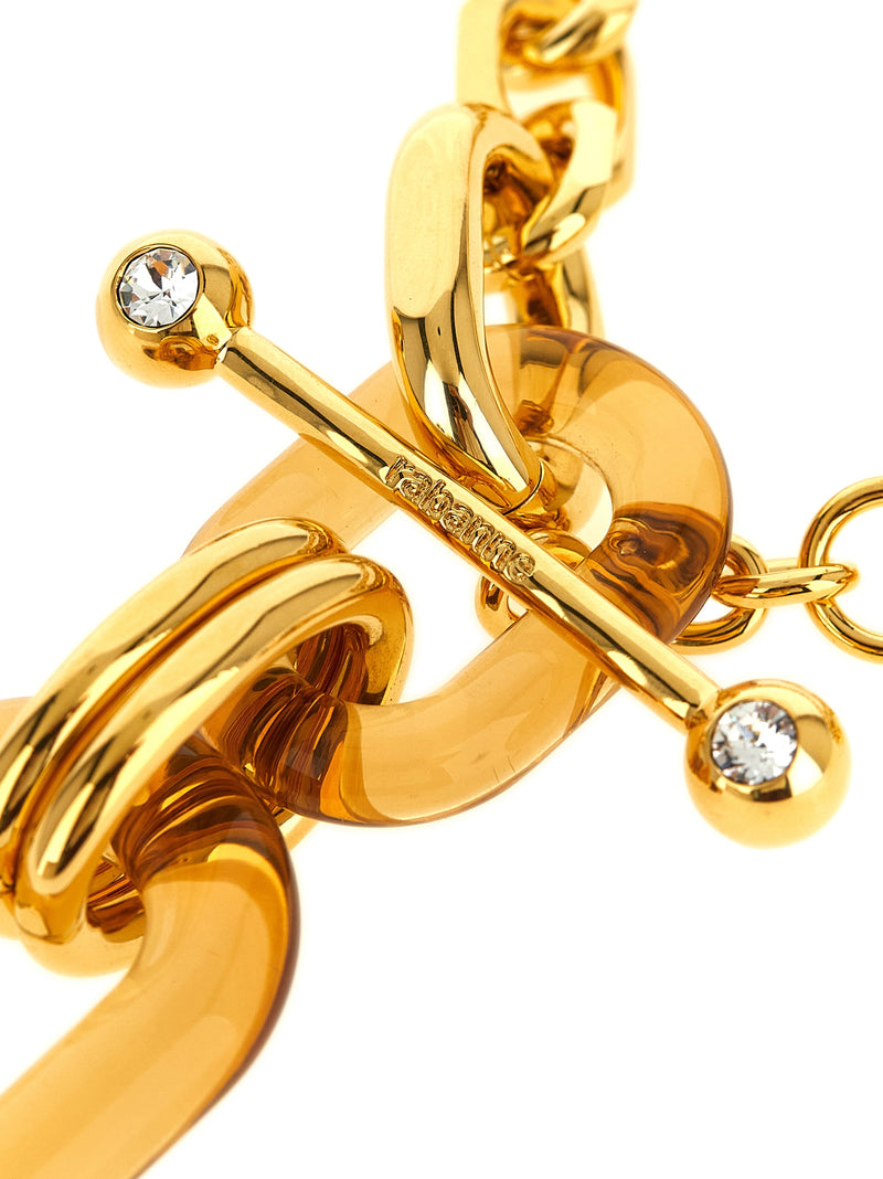 Paco Rabanne Gold Brass Necklace with Amber Resin Pendant