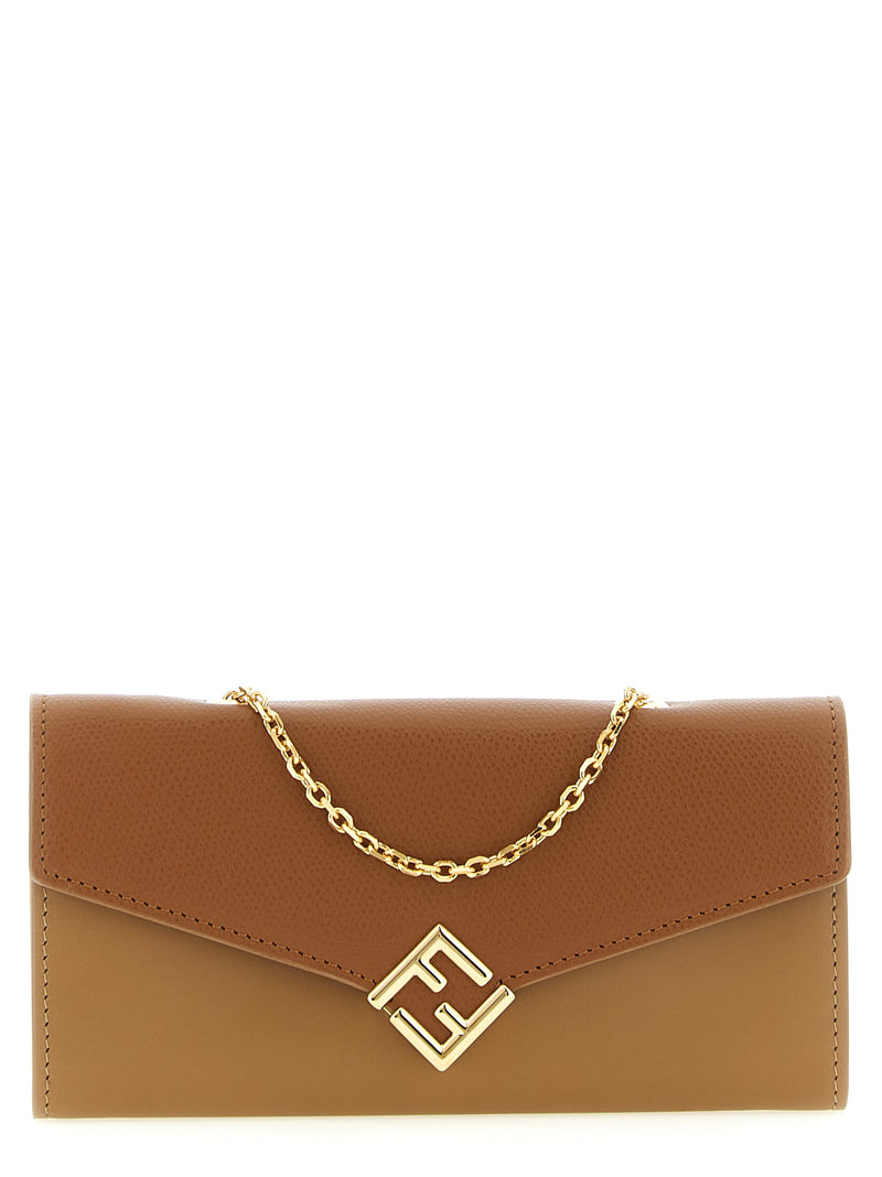 Fendi Brown Calfskin Cardholder - FF Diamonds Collection