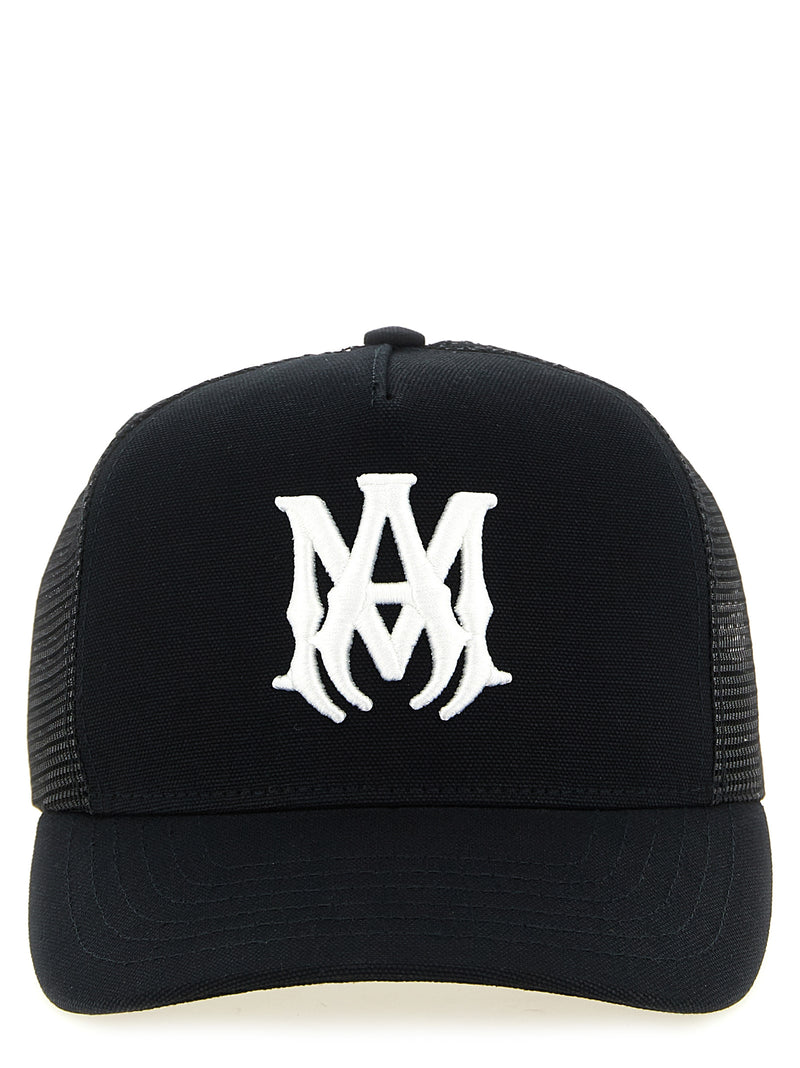 Amiri Black Cotton Cap - MA Logo Trucker Hat