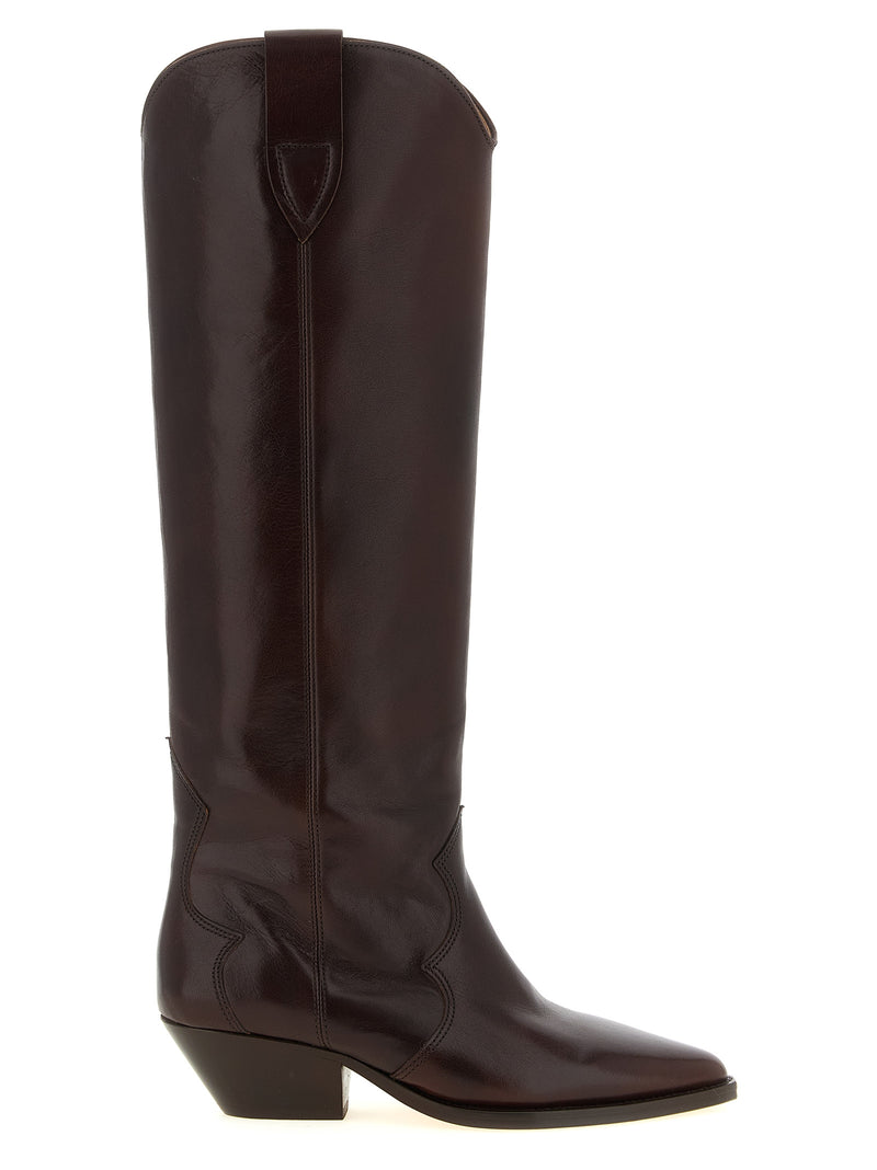 Isabel Marant Denvee Bordeaux Cowhide Over The Knee Boots