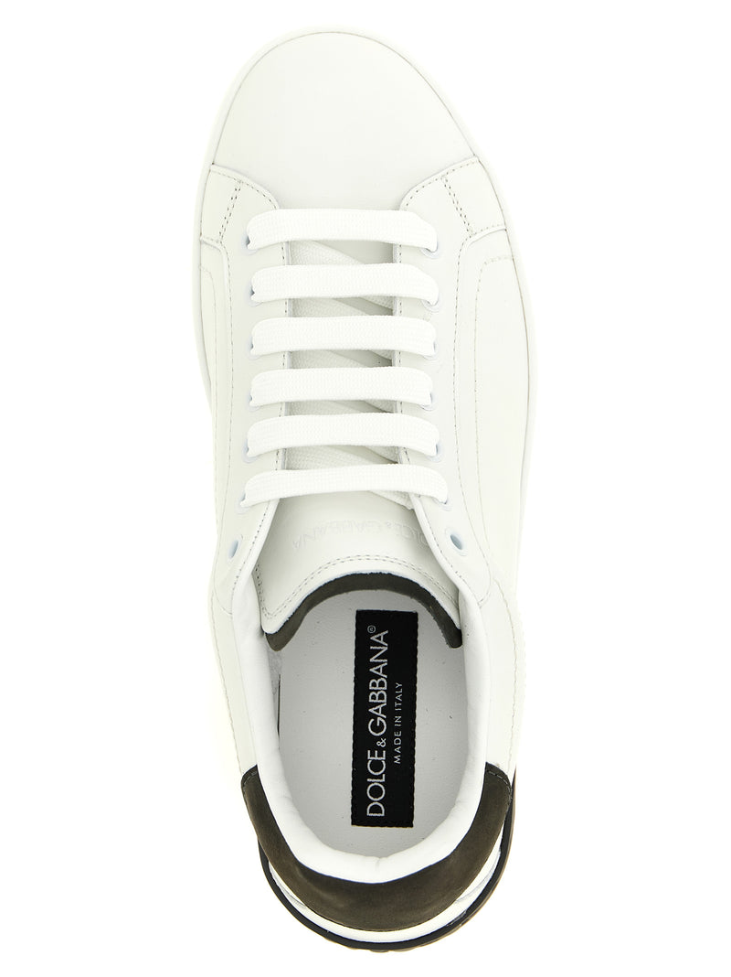 Dolce & Gabbana White Calfskin Portofino Low Top Sneakers