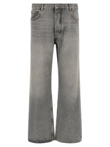 Off-White Gray Cotton Relaxed Fit Jeans