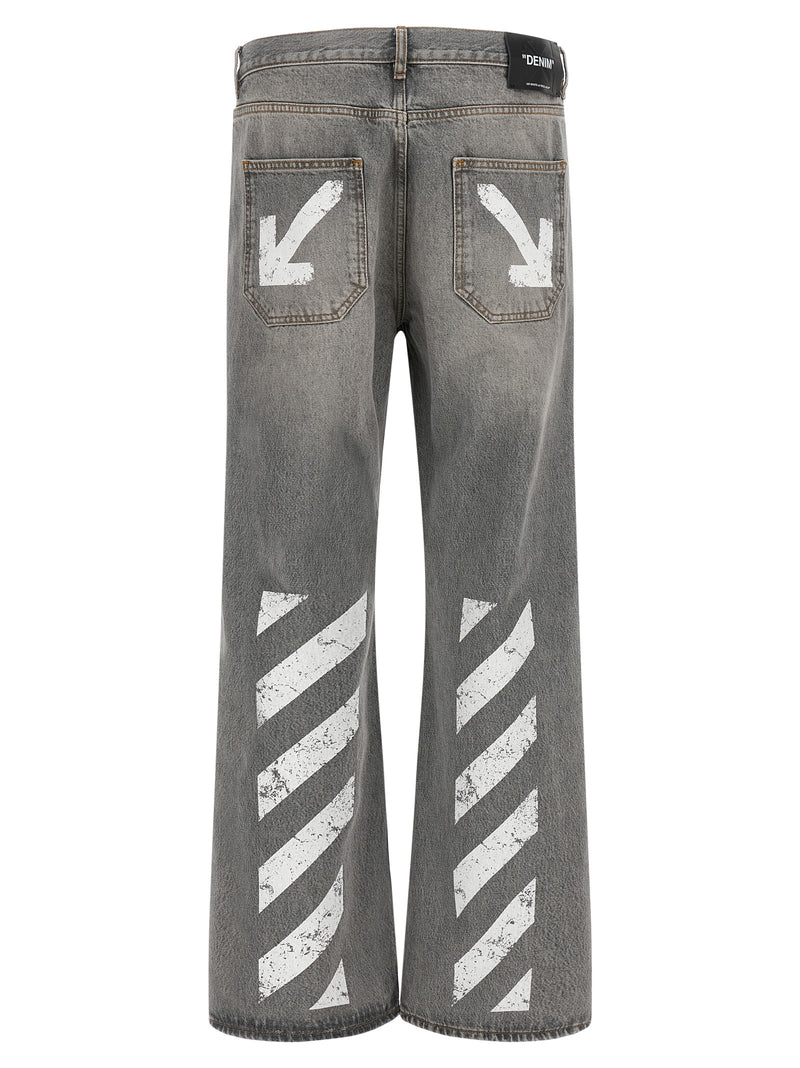 Off-White Gray Cotton Relaxed Fit Jeans for Men