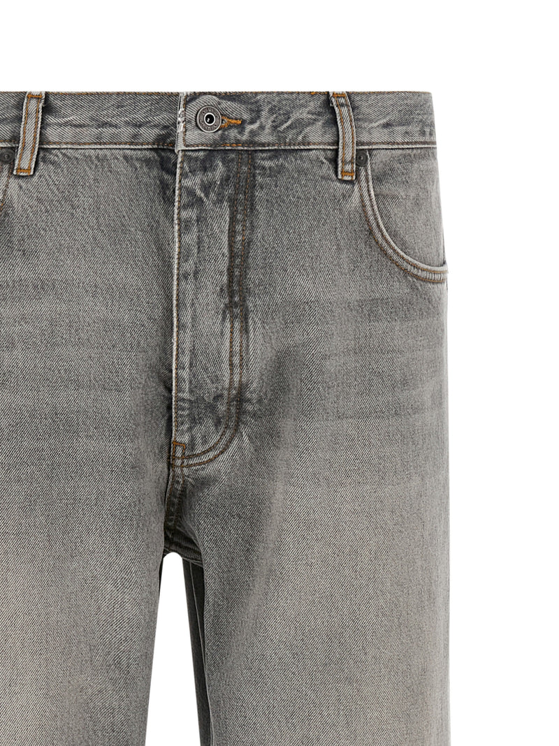 Off-White Gray Cotton Relaxed Fit Jeans for Men