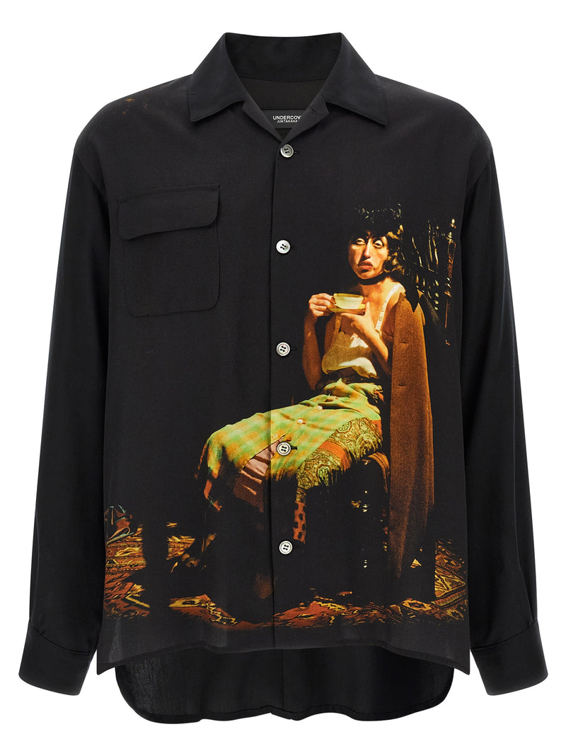 Undercover Black Rayon Blouse with Graphic Design
