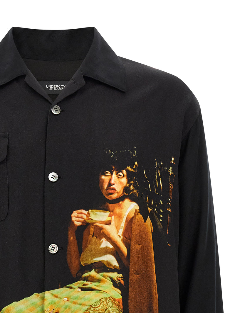 Undercover Black Rayon Blouse with Graphic Design