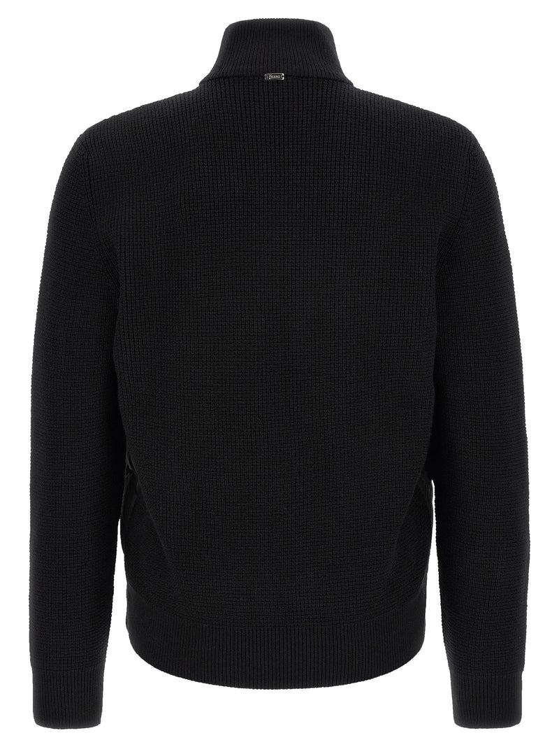 Herno Black Wool Full-Length Jacket for Men