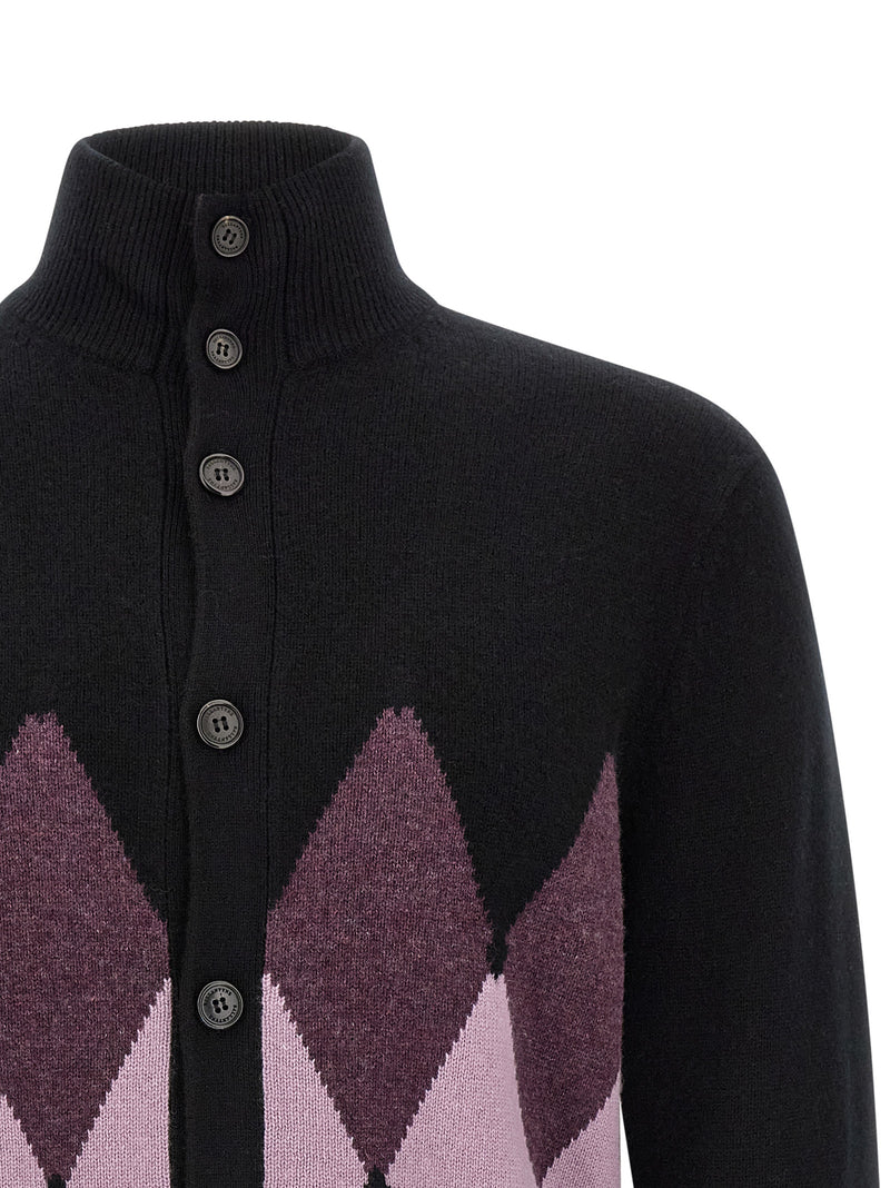Ballantyne Black Cashmere Cardigan - Luxury Men's Sweater