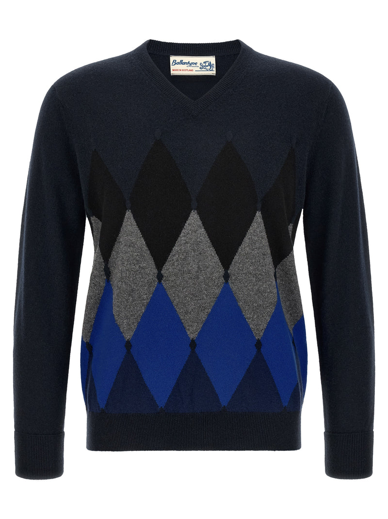 Ballantyne Blue Cashmere Cardigan - Luxurious Scottish Knitwear