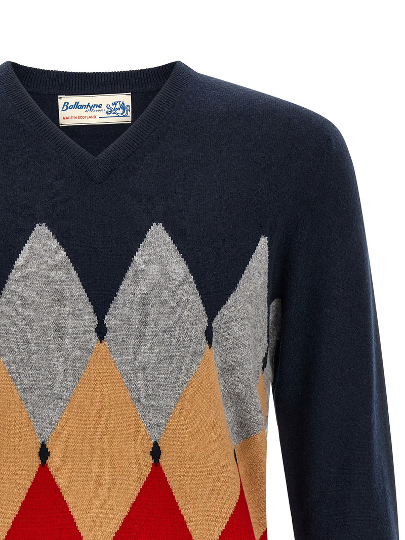 Ballantyne Blue Cashmere Cardigan - Luxurious Scottish Knitwear