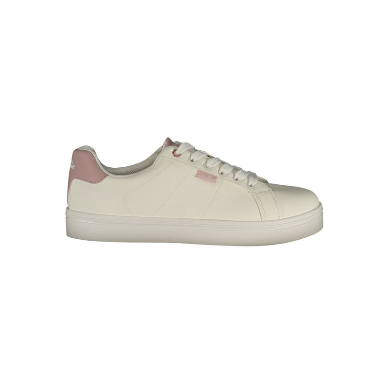 Ellesse White Polyurethane Women's Sneaker with Pink Details