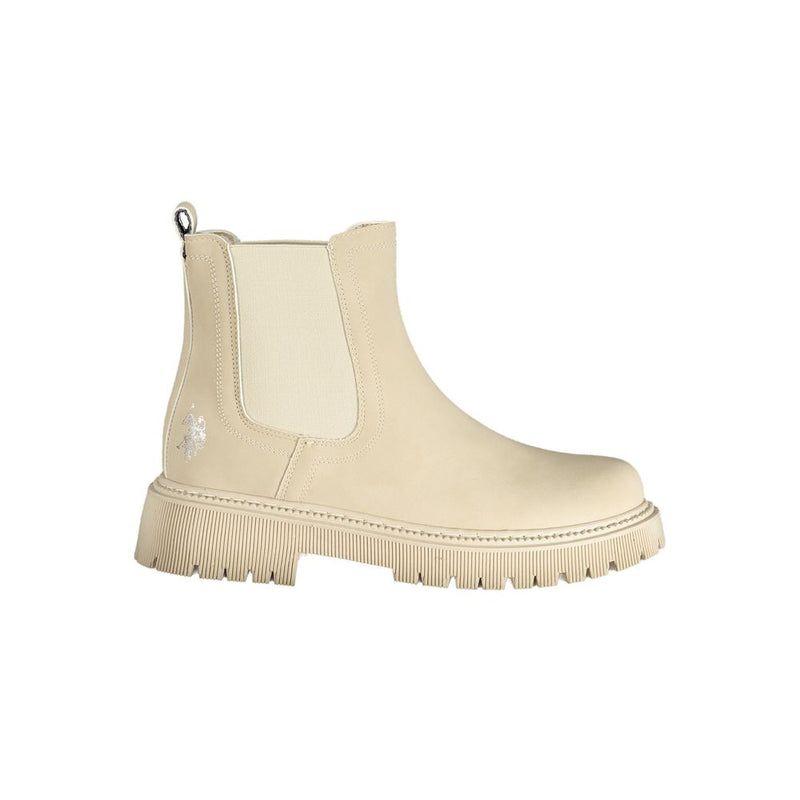 U.S. POLO ASSN. Beige Polyurethane Women's Booties - Stylish Comfort