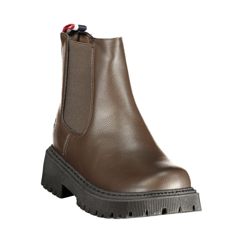U.S. POLO ASSN. Brown Polyester Women's Boot - Trendy Ankle Style