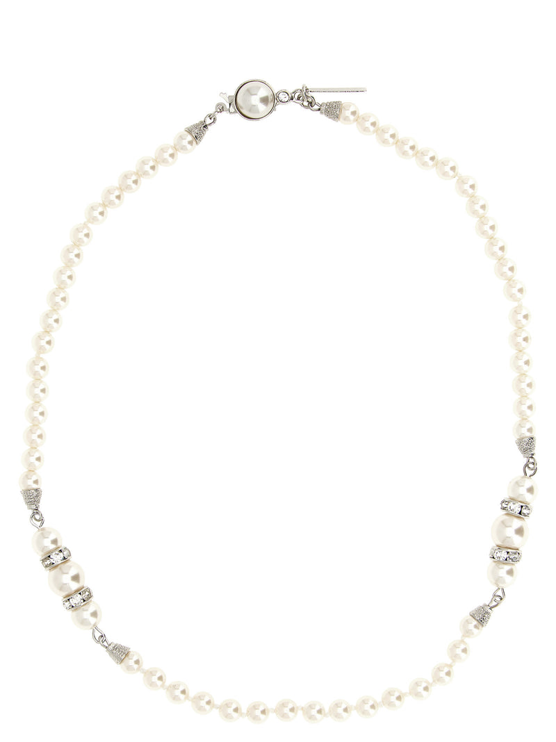 Alessandra Rich White Glass Necklace - Elegant Pearl Design