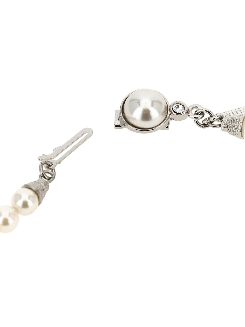 Alessandra Rich White Glass Necklace - Elegant Pearl Design