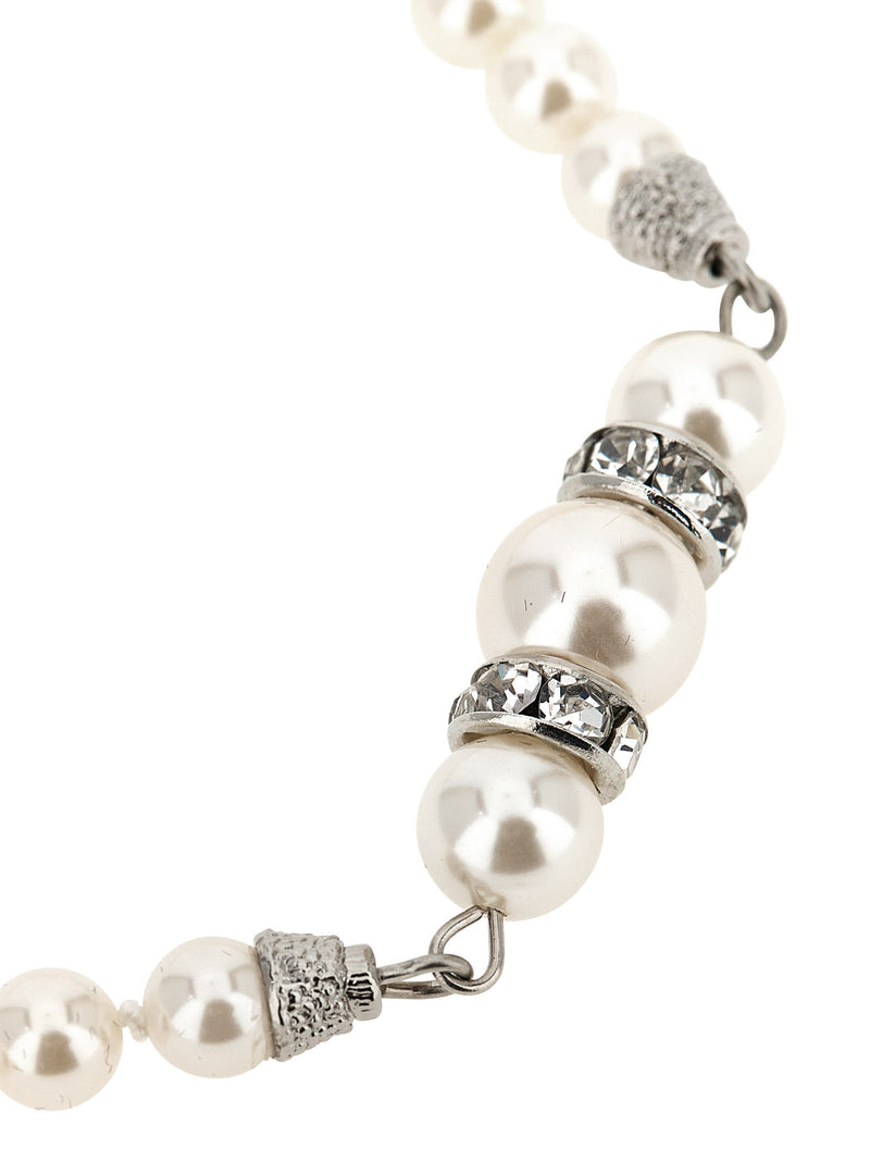 Alessandra Rich White Glass Necklace - Elegant Pearl Design