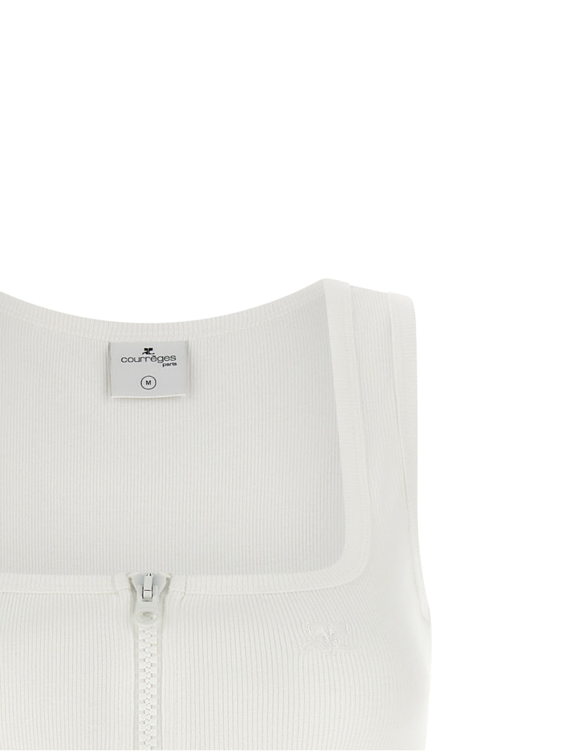 Courrèges White Cotton Sleeveless T-Shirt