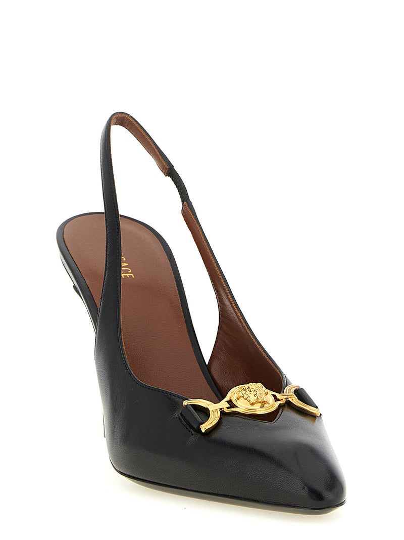 Versace Black Lamb Leather High Heel Pumps for Women