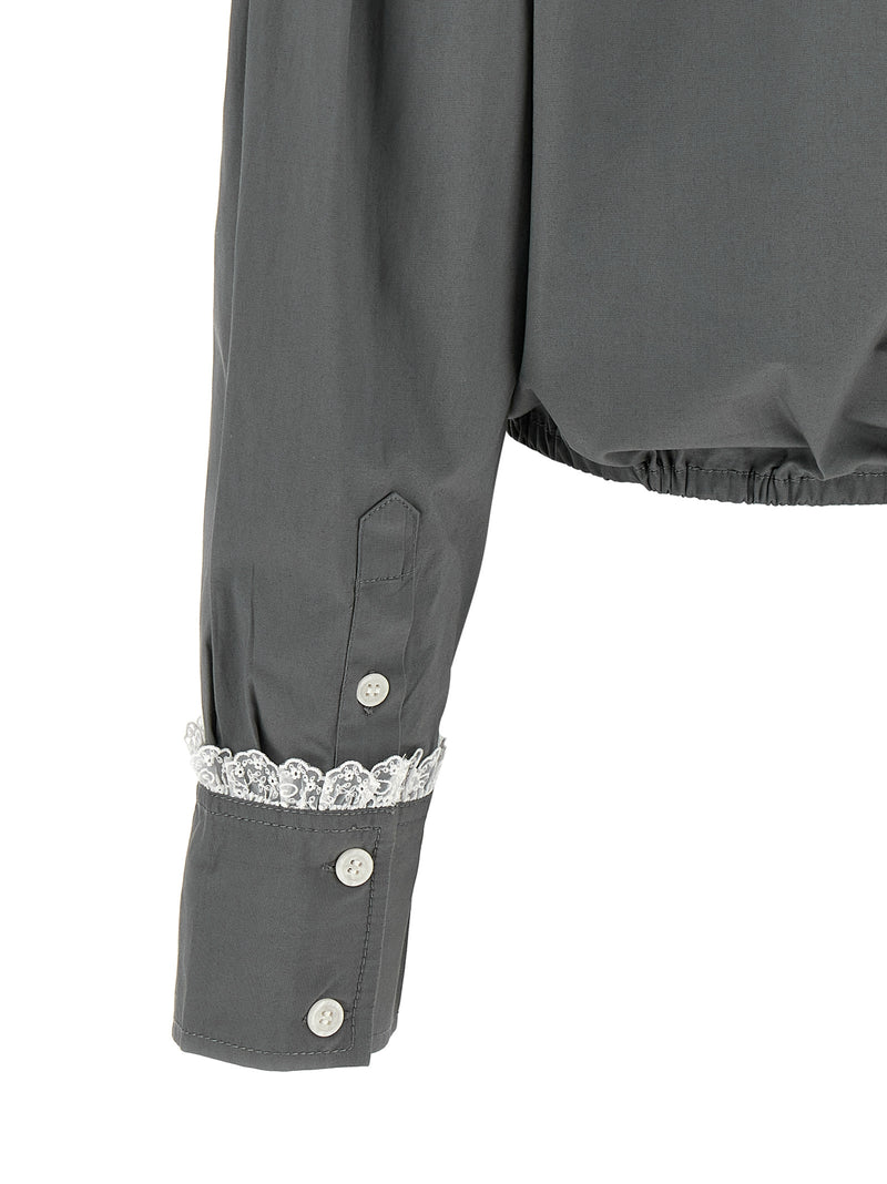 Ganni Gray Cotton Blouse - Modern Cropped Shirt