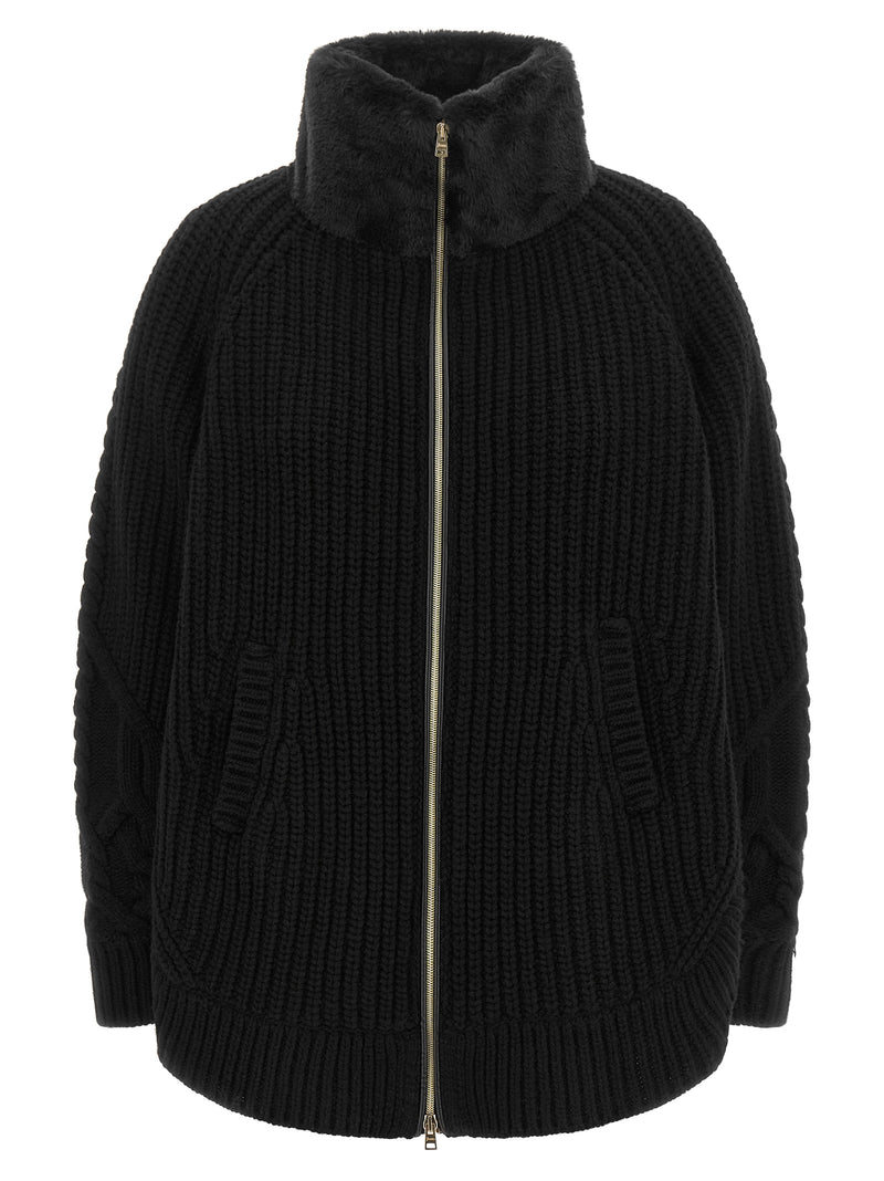 Herno Black Wool Cardigan - Luxury Knitwear for Women